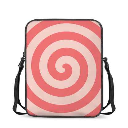 Pink Circle Swirl Print Rectangular Crossbody Bag