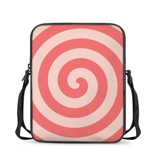 Pink Circle Swirl Print Rectangular Crossbody Bag