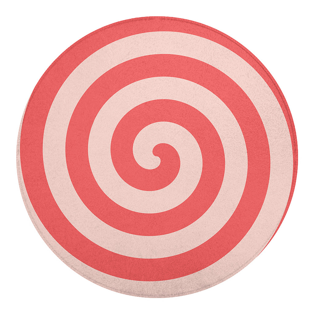 Pink Circle Swirl Print Round Blanket