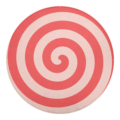 Pink Circle Swirl Print Round Blanket