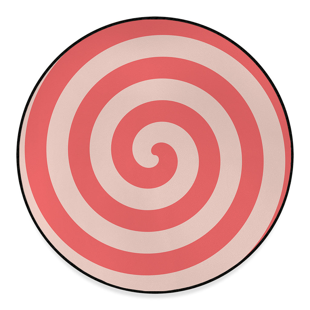 Pink Circle Swirl Print Round Floor Mat