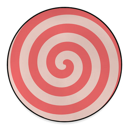 Pink Circle Swirl Print Round Floor Mat