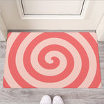 Pink Circle Swirl Print Rubber Doormat