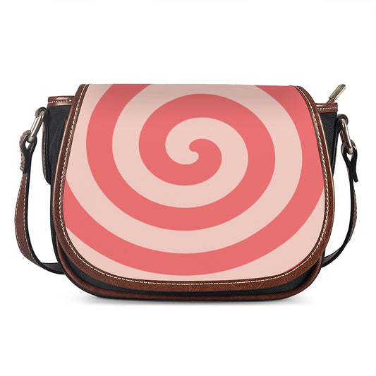 Pink Circle Swirl Print Saddle Bag