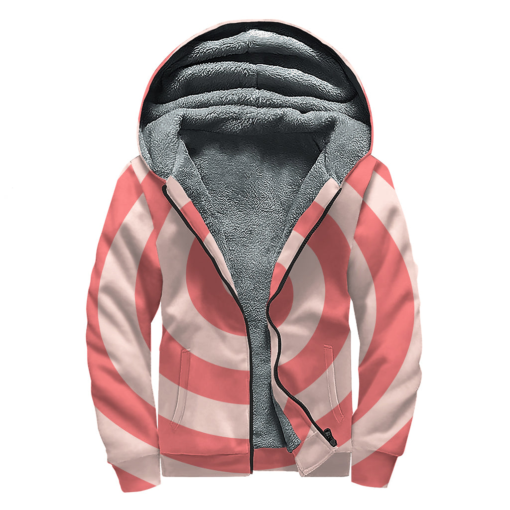 Pink Circle Swirl Print Sherpa Lined Zip Up Hoodie