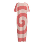 Pink Circle Swirl Print Short Sleeve Long Nightdress