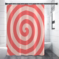 Pink Circle Swirl Print Shower Curtain