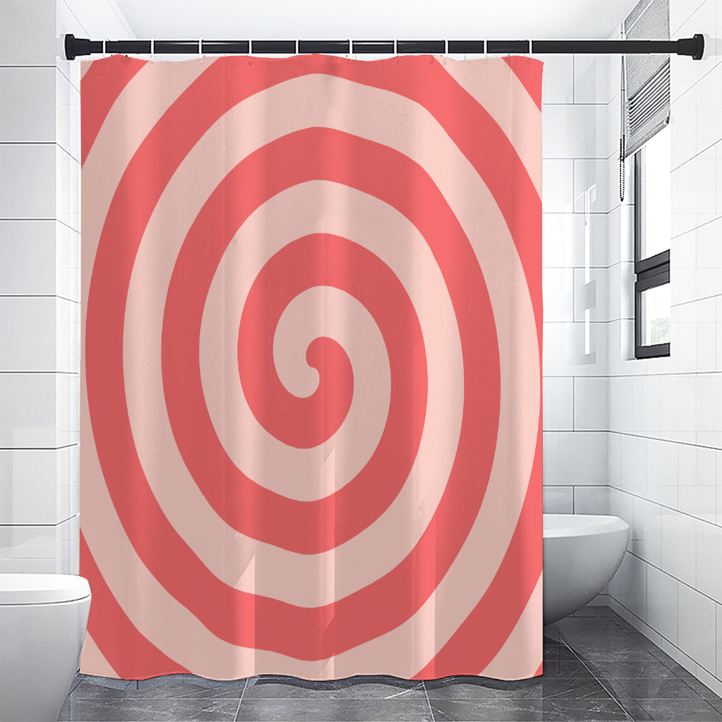 Pink Circle Swirl Print Shower Curtain