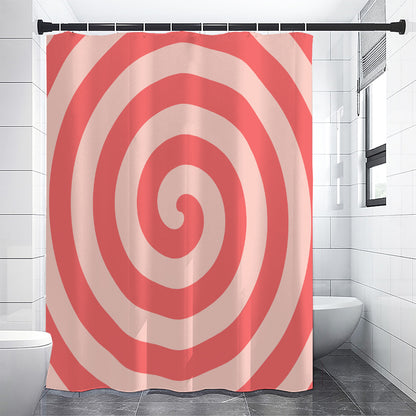 Pink Circle Swirl Print Shower Curtain