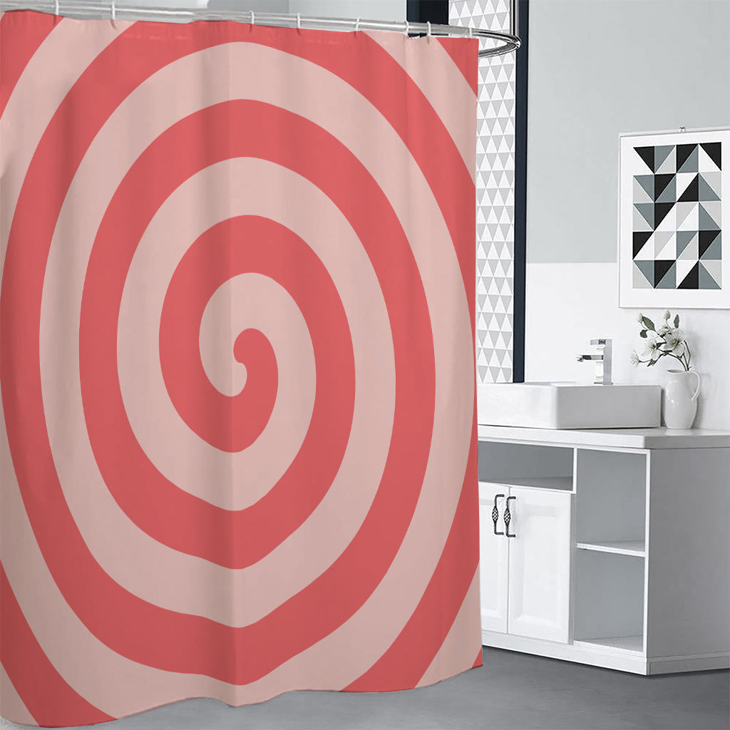 Pink Circle Swirl Print Shower Curtain