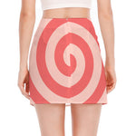 Pink Circle Swirl Print Side Slit Mini Skirt