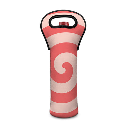 Pink Circle Swirl Print Single Neoprene Wine Tote