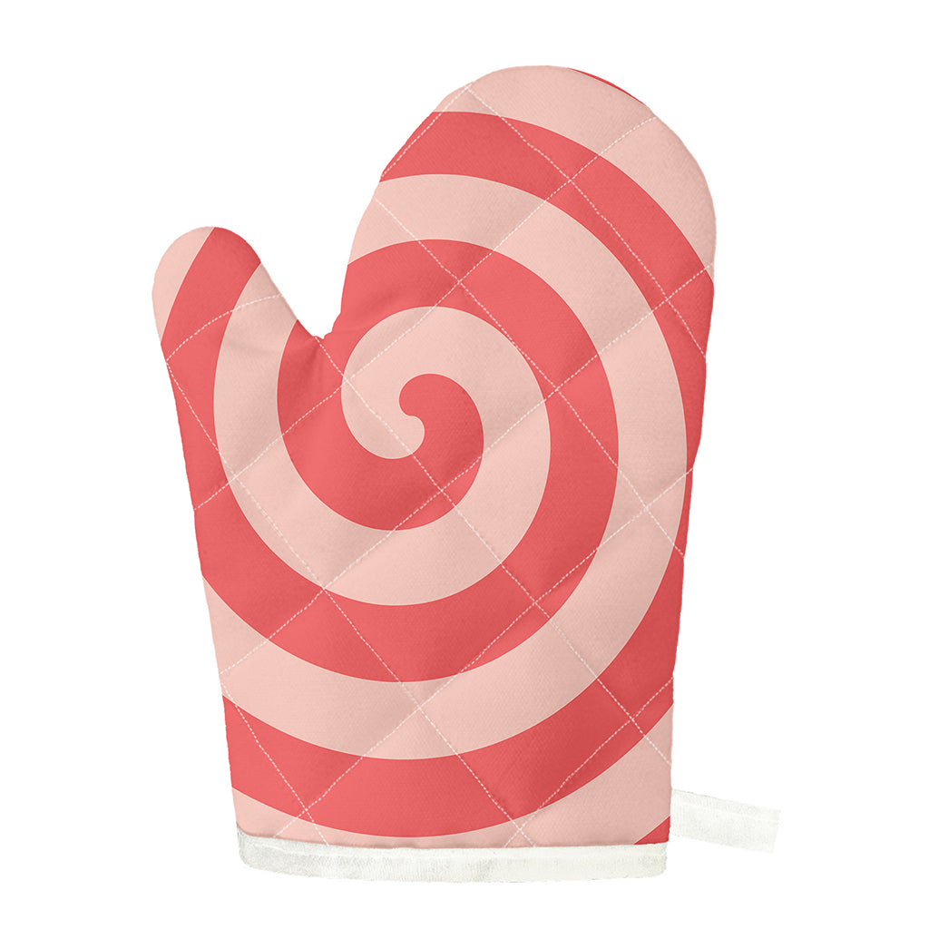 Pink Circle Swirl Print Single Oven Mitt