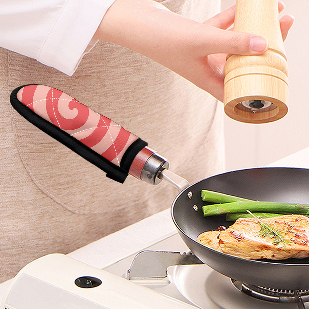 Pink Circle Swirl Print Skillet Handle Cover