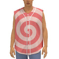 Pink Circle Swirl Print Sleeveless Baseball Jersey