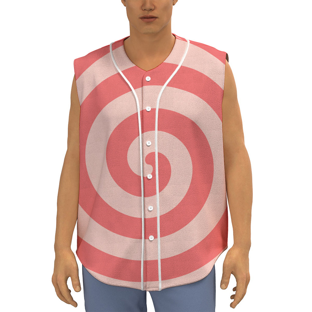 Pink Circle Swirl Print Sleeveless Baseball Jersey