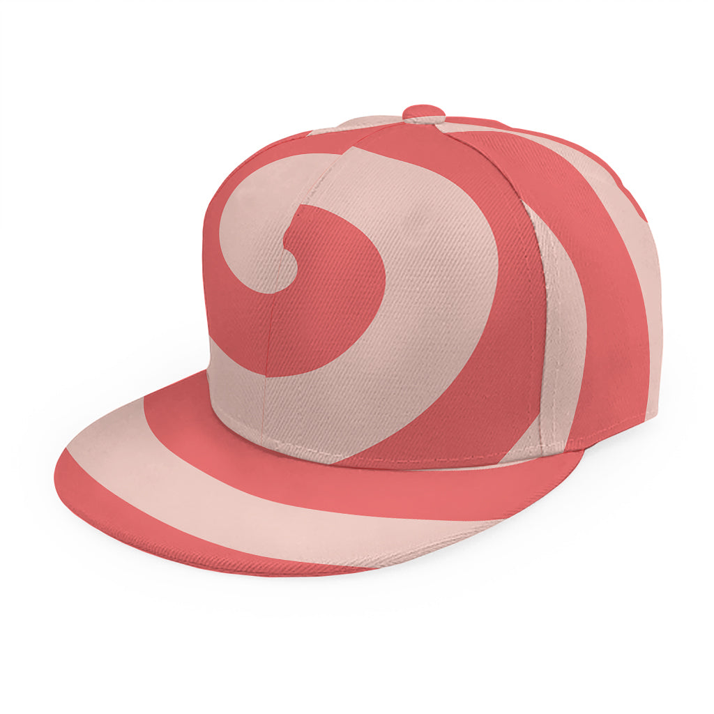 Pink Circle Swirl Print Snapback Cap