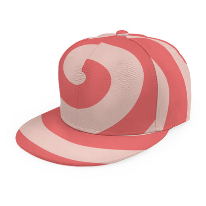 Pink Circle Swirl Print Snapback Cap
