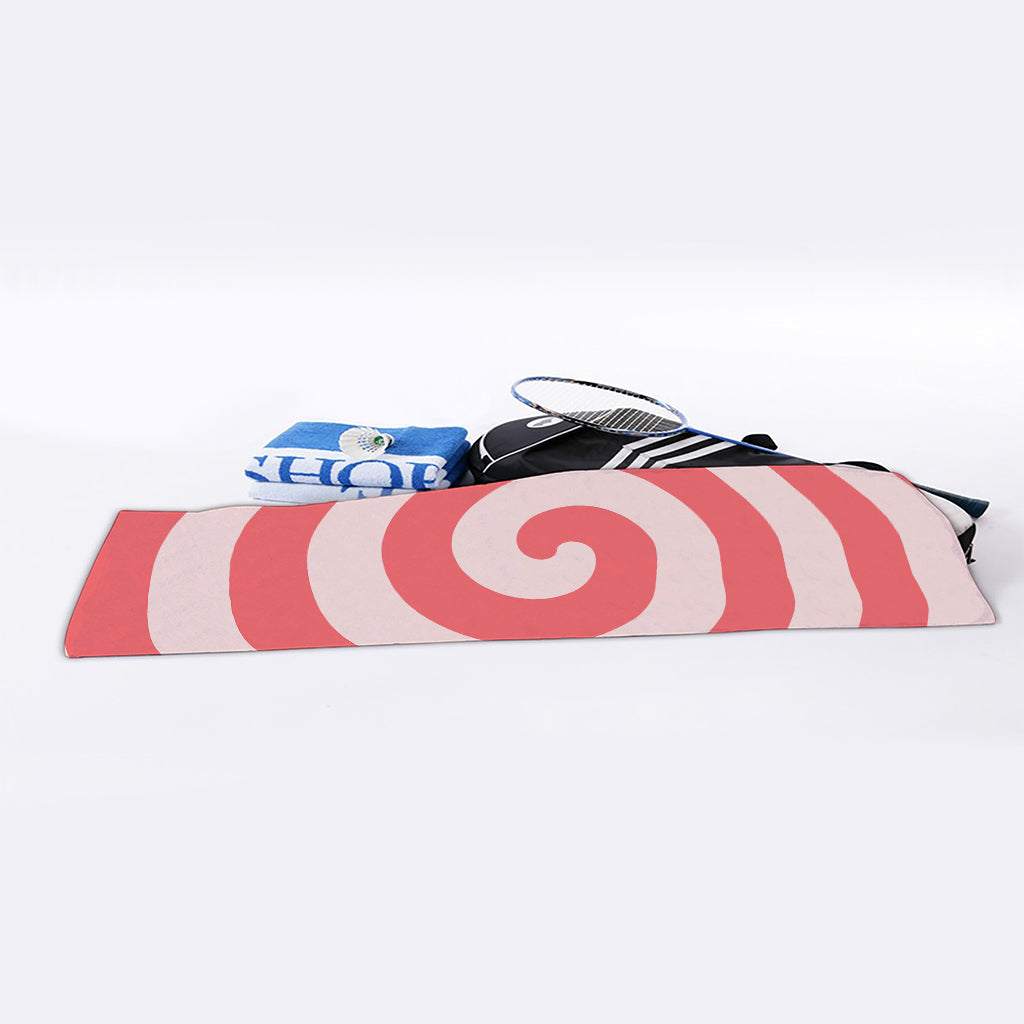Pink Circle Swirl Print Sports Towel