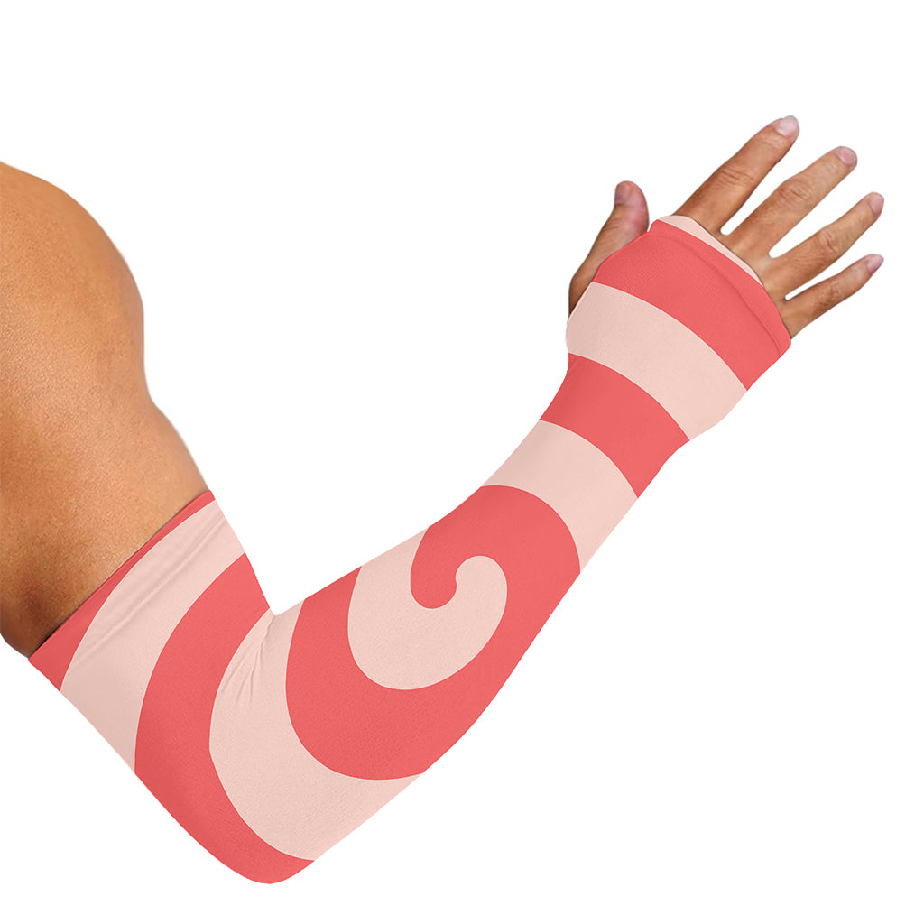 Pink Circle Swirl Print Sun Protection Arm Sleeves