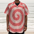 Pink Circle Swirl Print Textured Short Sleeve Shirt