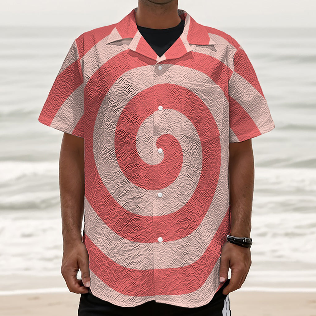 Pink Circle Swirl Print Textured Short Sleeve Shirt