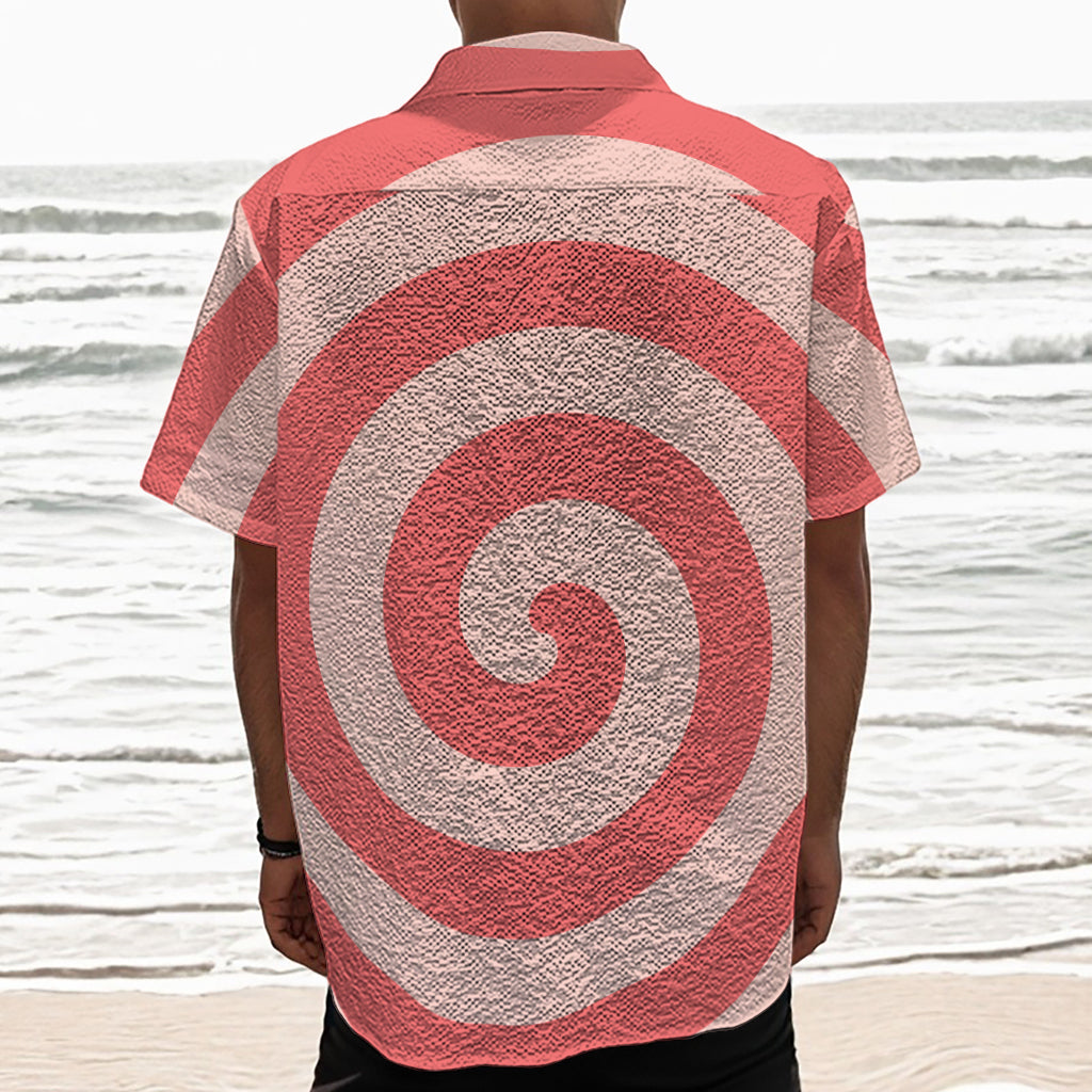 Pink Circle Swirl Print Textured Short Sleeve Shirt