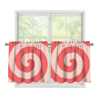 Pink Circle Swirl Print Tier Curtains