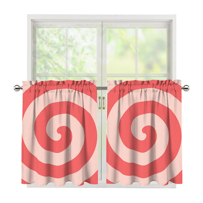 Pink Circle Swirl Print Tier Curtains