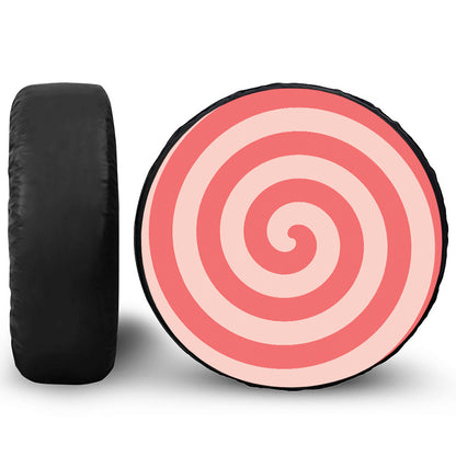 Pink Circle Swirl Print Tire Cover