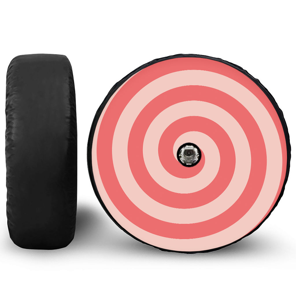 Pink Circle Swirl Print Tire Cover With Camera Hole