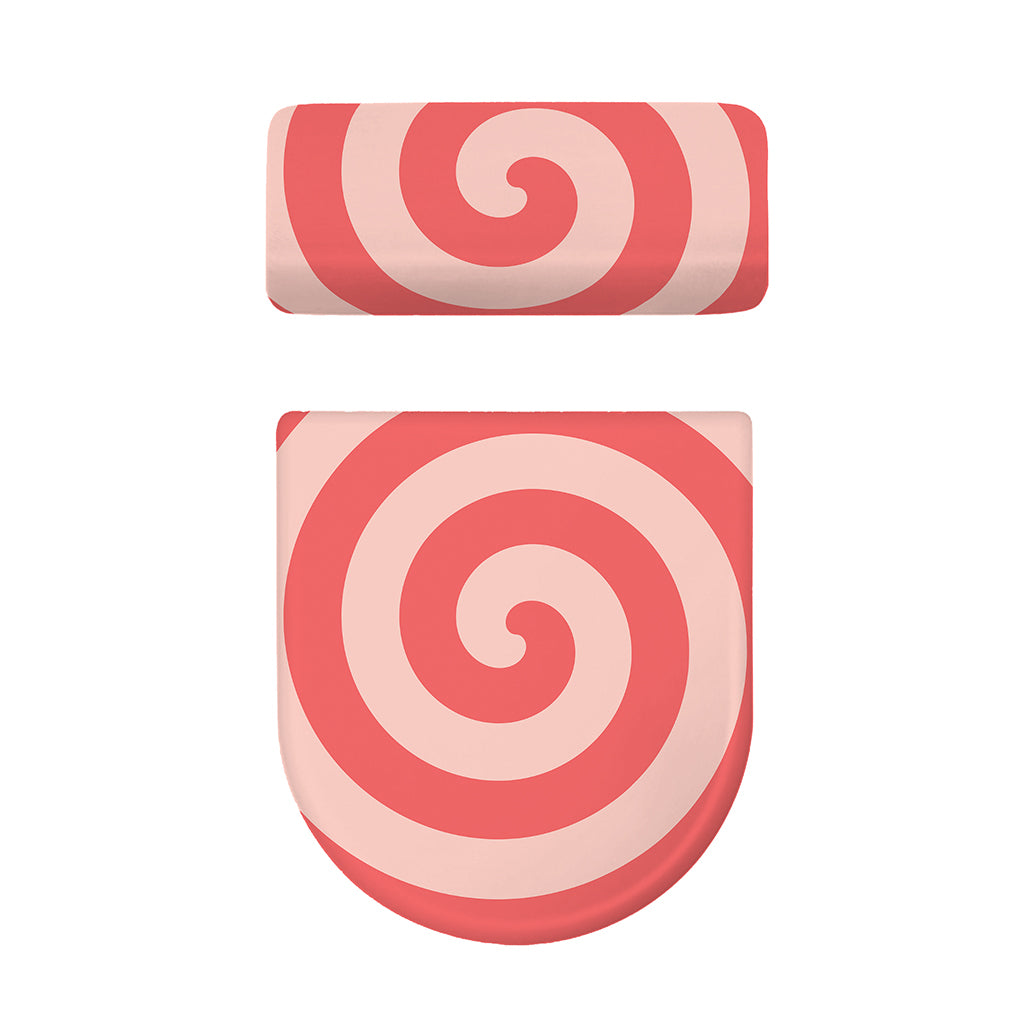 Pink Circle Swirl Print Toilet Lid And Tank Cover Set
