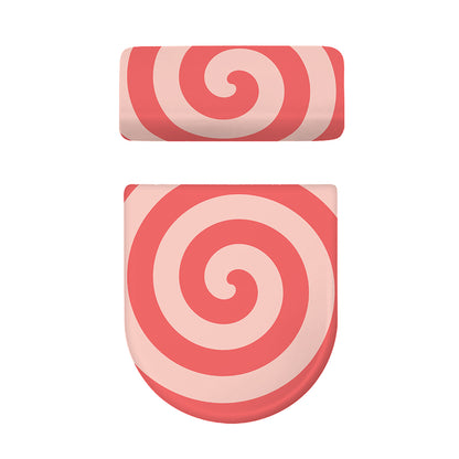 Pink Circle Swirl Print Toilet Lid And Tank Cover Set