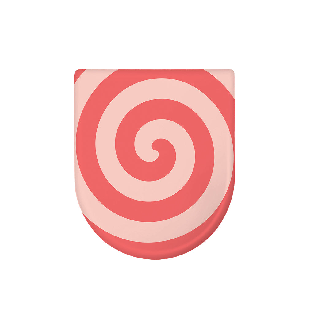 Pink Circle Swirl Print Toilet Lid Cover