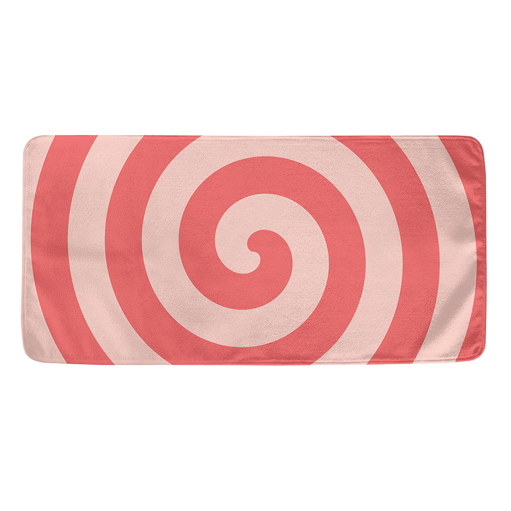 Pink Circle Swirl Print Towel