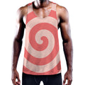 Pink Circle Swirl Print Men's Workout Tank Top