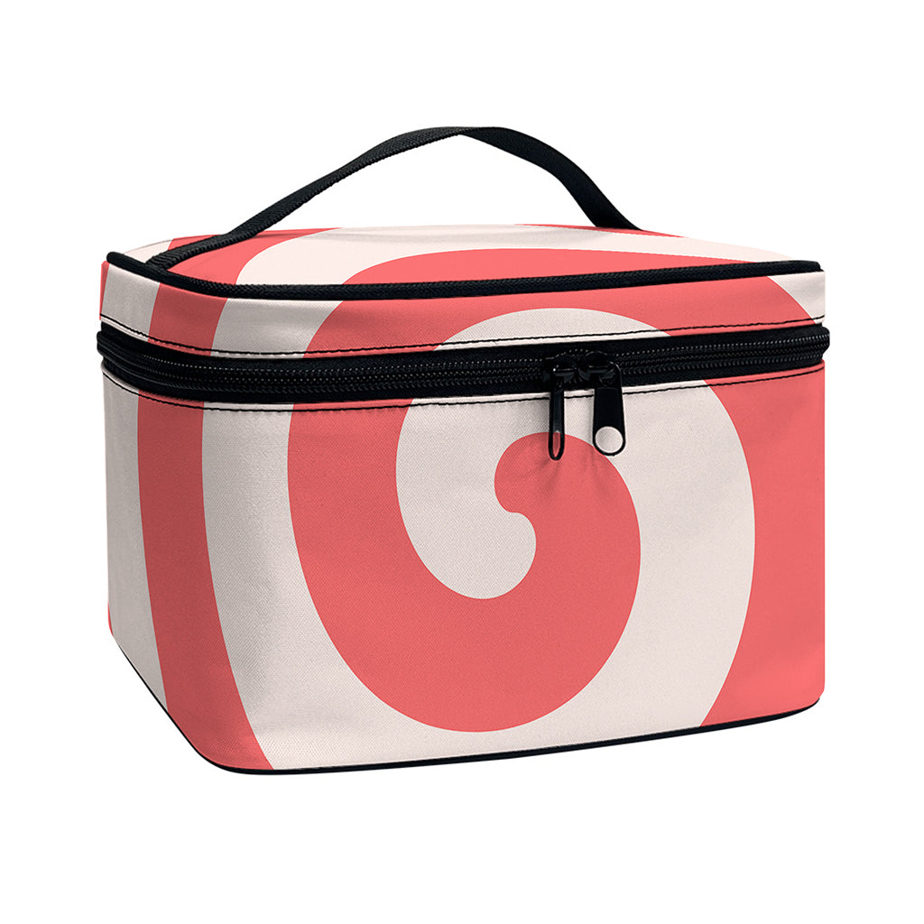 Pink Circle Swirl Print Travel Makeup Bag