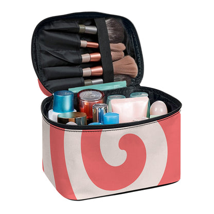 Pink Circle Swirl Print Travel Makeup Bag