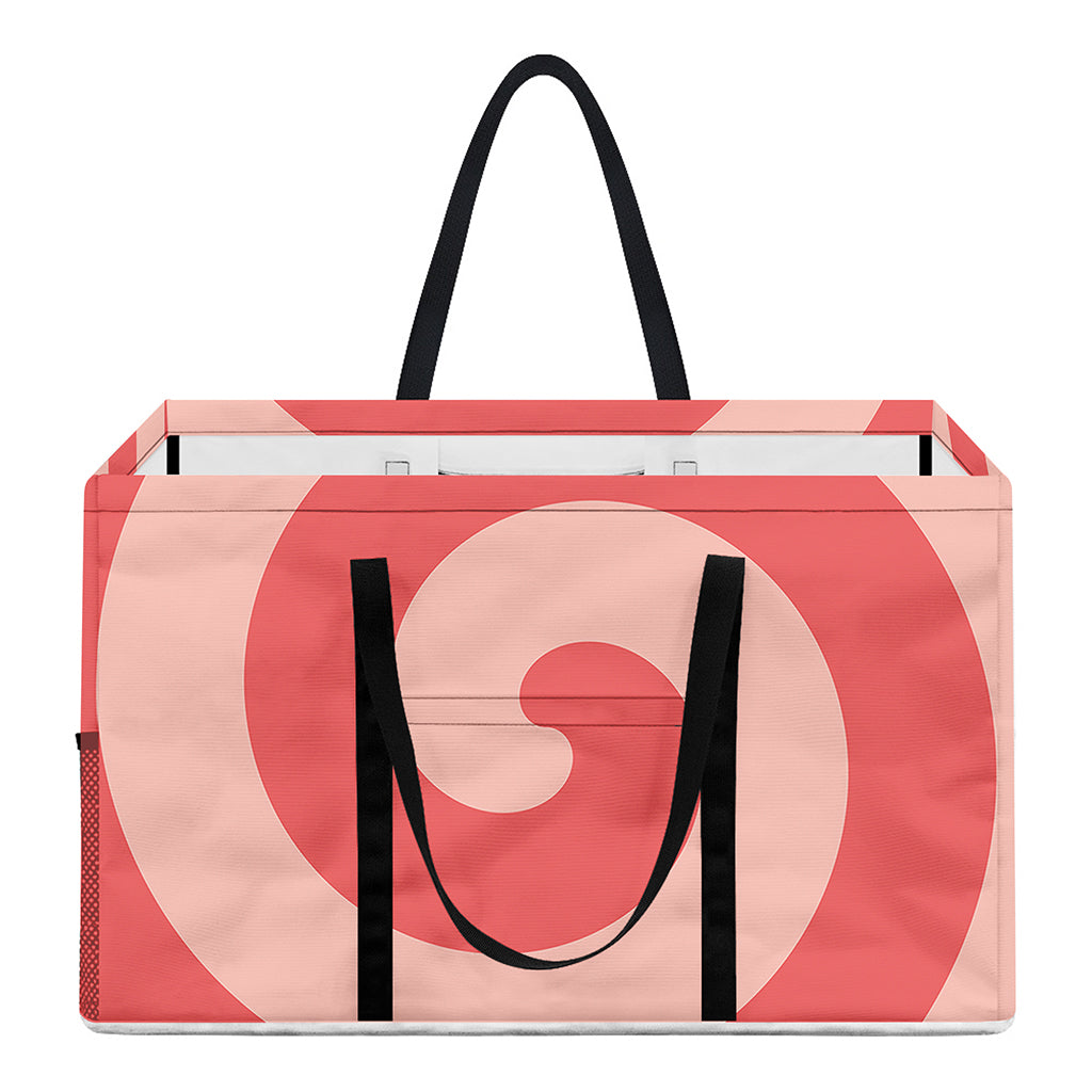 Pink Circle Swirl Print Utility Tote Bag