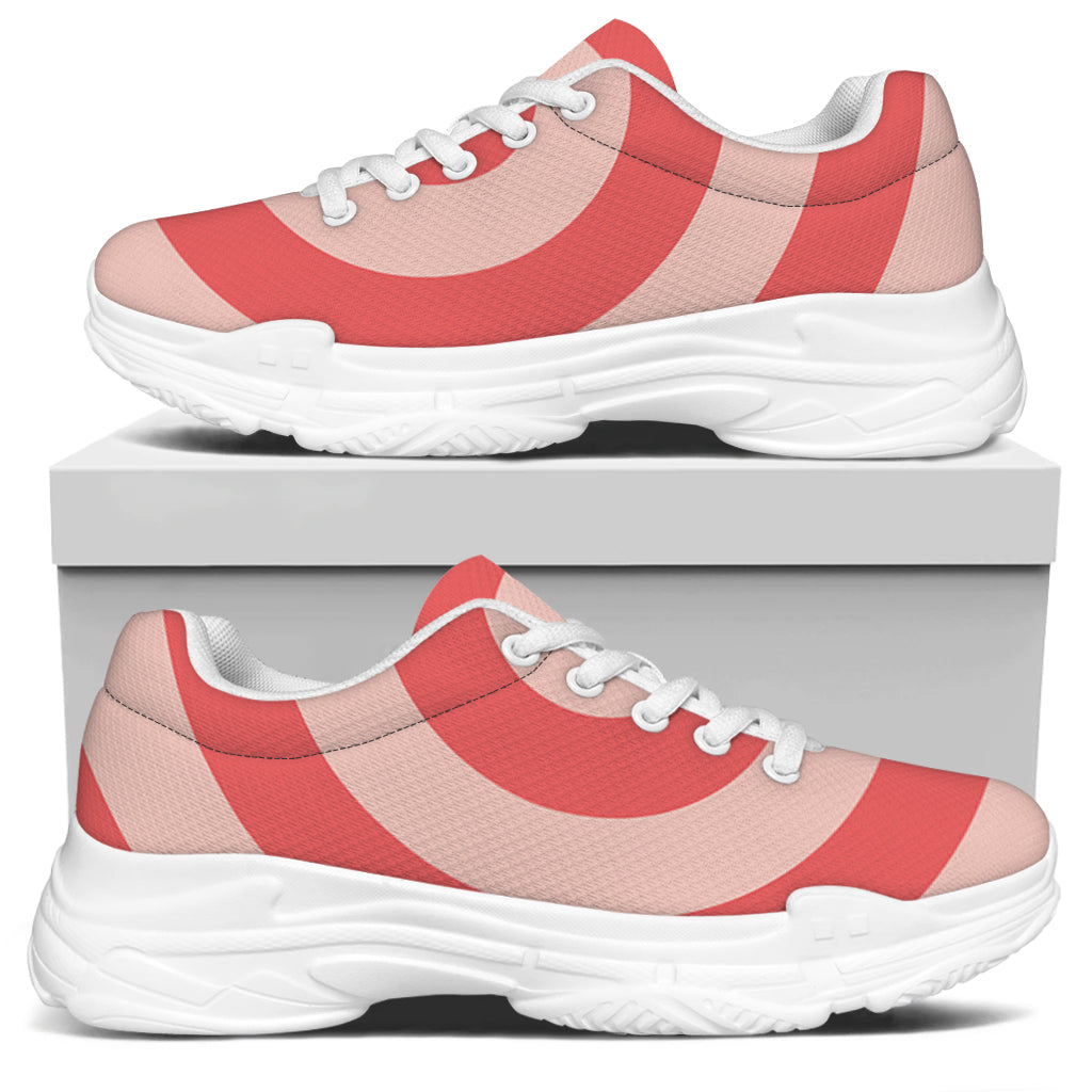 Pink Circle Swirl Print White Chunky Shoes