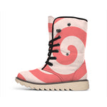 Pink Circle Swirl Print Winter Boots