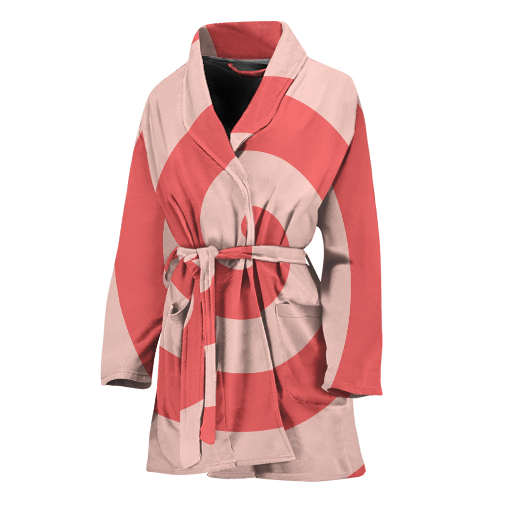 Pink Circle Swirl Print Women's Bathrobe