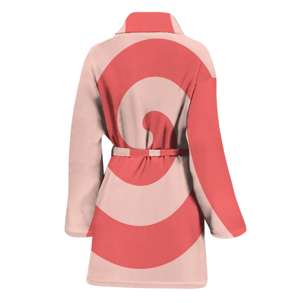 Pink Circle Swirl Print Women's Bathrobe