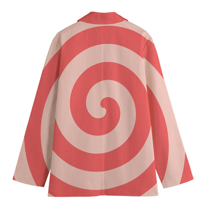 Pink Circle Swirl Print Women's Blazer