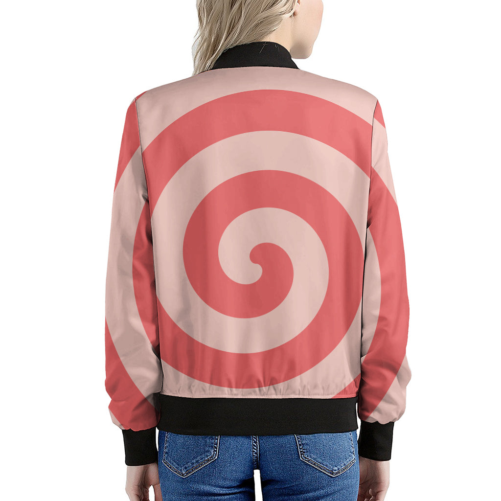 Pink Circle Swirl Print Women's Bomber Jacket