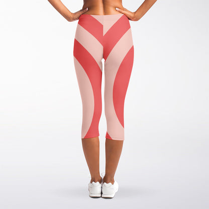 Pink Circle Swirl Print Women's Capri Leggings