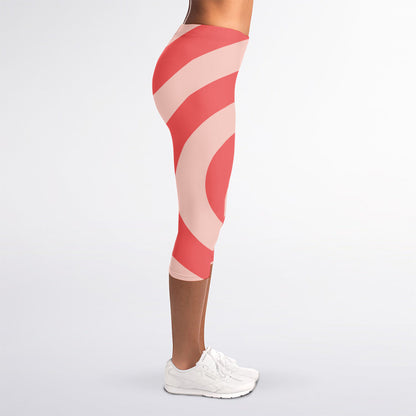 Pink Circle Swirl Print Women's Capri Leggings