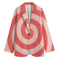 Pink Circle Swirl Print Women's Cotton Blazer