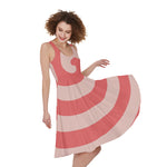 Pink Circle Swirl Print Women's Sleeveless Dress