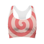 Pink Circle Swirl Print Women's Sports Bra